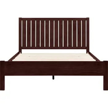 Brown Solid Wood King Bed Frame