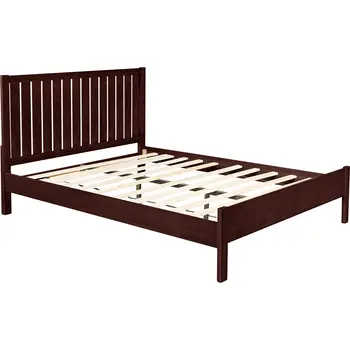 Brown Solid Wood King Bed Frame