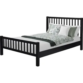 Black Slat Back Solid Wood King Bed Frame