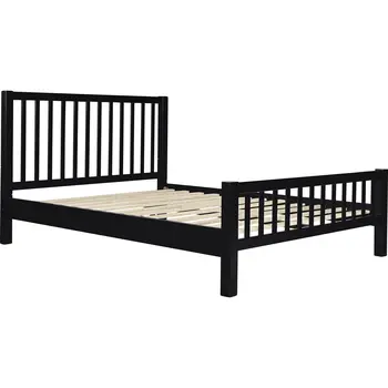 Black Slat Back Solid Wood King Bed Frame