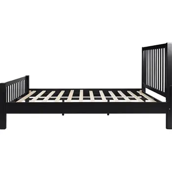 Black Slat Back Solid Wood King Bed Frame