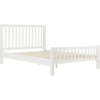 White Slat Back Solid Wood Queen Bed Frame