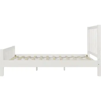 White Slat Back Solid Wood King Bed Frame