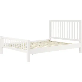 White Slat Back Solid Wood King Bed Frame