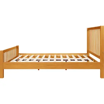 Natural Slat Back Solid Wood Queen Bed Frame