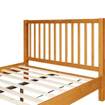 Natural Slat Back Solid Wood Queen Bed Frame