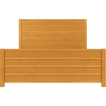 Brown Ribbed Texture Solid Wood Queen Bed Frame