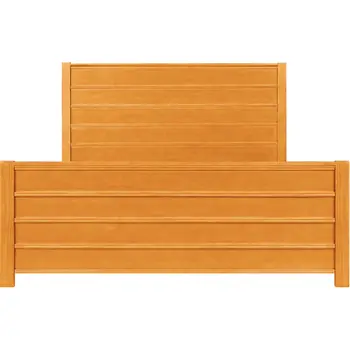 Brown Ribbed Texture Solid Wood Queen Bed Frame