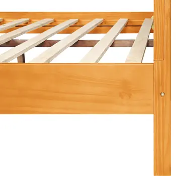 Brown Ribbed Texture Solid Wood King Bed Frame
