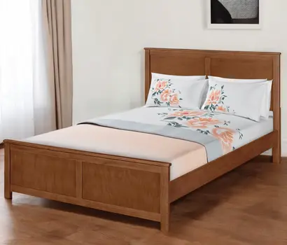 Brown Solid Wood Queen Bed Frame