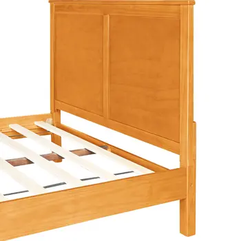 Brown Inlaid Panels Solid Wood King Bed Frame