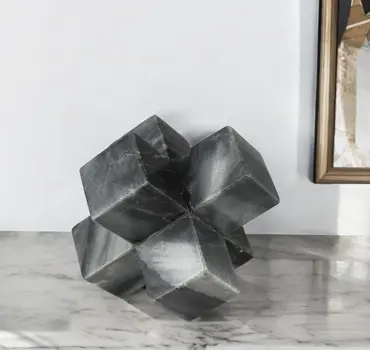 6" Black Marble Decorative Jack Tabletop Sculpture