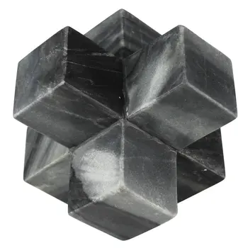 6" Black Marble Decorative Jack Tabletop Sculpture
