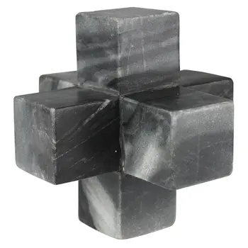 6" Black Marble Decorative Jack Tabletop Sculpture