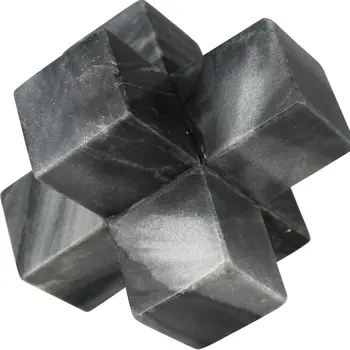 6" Black Marble Decorative Jack Tabletop Sculpture