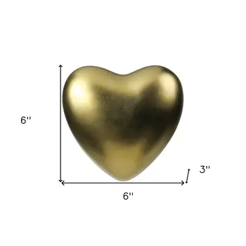 6" Gold Ceramic Decorative Heart Sculpture
