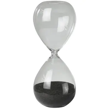 8" Clear And Gray Glass Hourglass Tabletop Sculpture