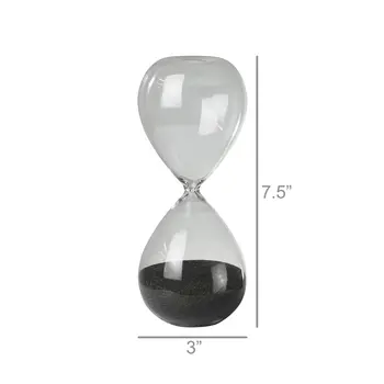 8" Clear And Gray Glass Hourglass Tabletop Sculpture