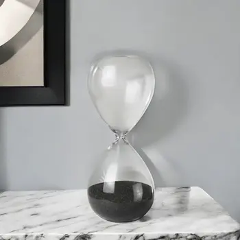 8" Clear And Gray Glass Hourglass Tabletop Sculpture