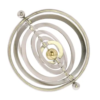 6" Brass And Silver Metal Decorative Orb Tabletop Sculpture