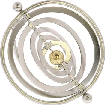 6" Brass And Silver Metal Decorative Orb Tabletop Sculpture