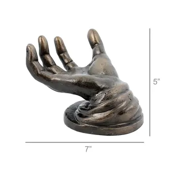5" Black Cast Iron Hand Tabletop Sculpture
