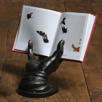 5" Black Cast Iron Hand Tabletop Sculpture