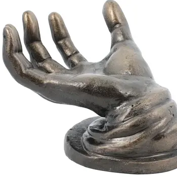 5" Black Cast Iron Hand Tabletop Sculpture