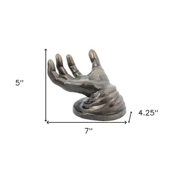 5" Black Cast Iron Hand Tabletop Sculpture