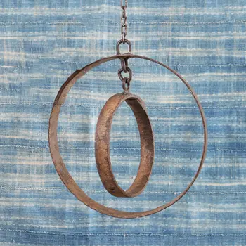 12" Rust Metal Circle Decorative Hanging Chain Sculpture