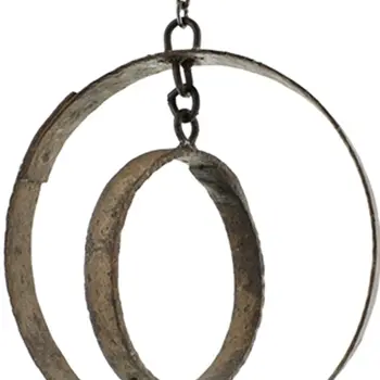 12" Rust Metal Circle Decorative Hanging Chain Sculpture