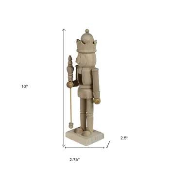 10" Natural Solid Wood Christmas Nutcracker Tabletop Sculpture