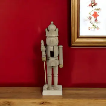 10" Natural Solid Wood Christmas Nutcracker Tabletop Sculpture