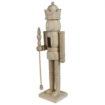 15" Natural Solid Wood Christmas Nutcracker Tabletop Sculpture