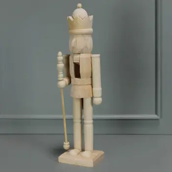 15" Natural Solid Wood Christmas Nutcracker Tabletop Sculpture