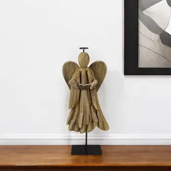 12" Natural Solid Wood Angel Holding Hymnal Christmas Tabletop Sculpture