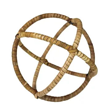 5" Natural Rattan Decorative Orb Tabletop Sculpture