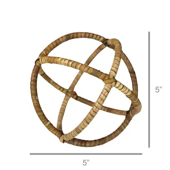 5" Natural Rattan Decorative Orb Tabletop Sculpture