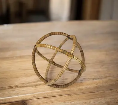 5" Natural Rattan Decorative Orb Tabletop Sculpture