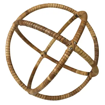 7" Natural Rattan Decorative Orb Tabletop Sculpture