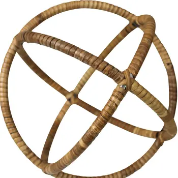 7" Natural Rattan Decorative Orb Tabletop Sculpture