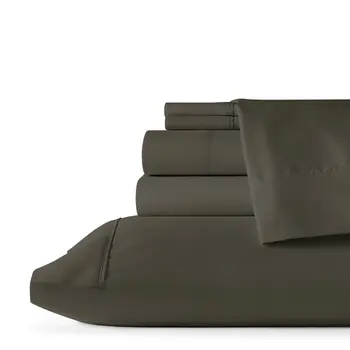 Six Piece Dark Gray Microfiber Queen Sheet Set
