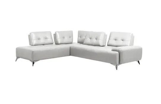 White Leather L Shaped Two Piece Seating Component