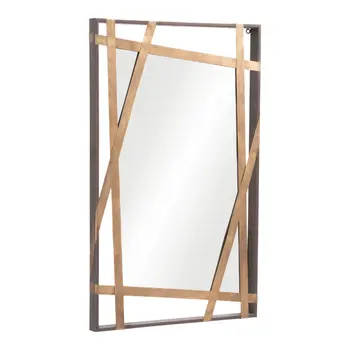 32" Gold And Black Steel Framed Accent Mirror