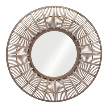 32" Brown Round Accent Mirror