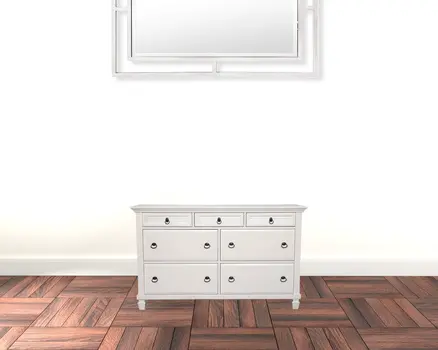 62" White Solid Wood Seven Drawer Double Dresser