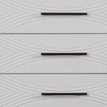 34" White Carved Geometric Solid Wood Five Drawer Dresser