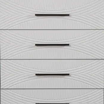 34" White Carved Geometric Solid Wood Five Drawer Dresser