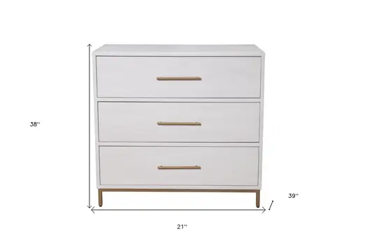 36" White Solid Wood Three Drawer Chest