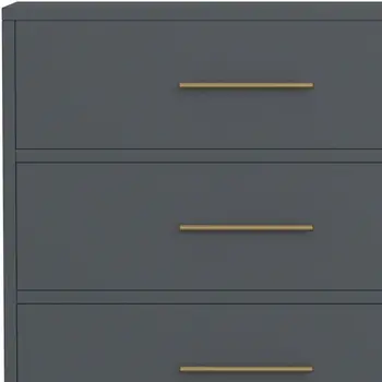 33" Gray Solid Wood Five Drawer Dresser